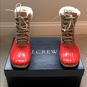 J Crew Sperry Shearwater boots.  Sz 8. Red & Tan